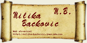 Milika Backović vizit kartica